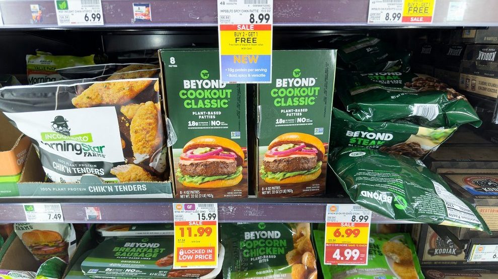 Beyond Meat products on display at a local grocery store, Los Angeles, California, United States, 5 May 2023