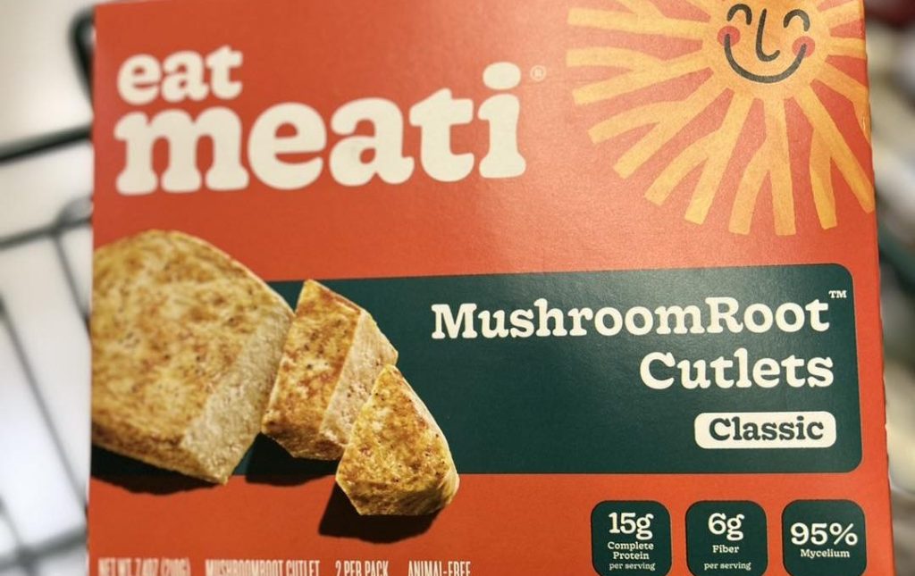 Meati mycelium-based cutlets in packaging