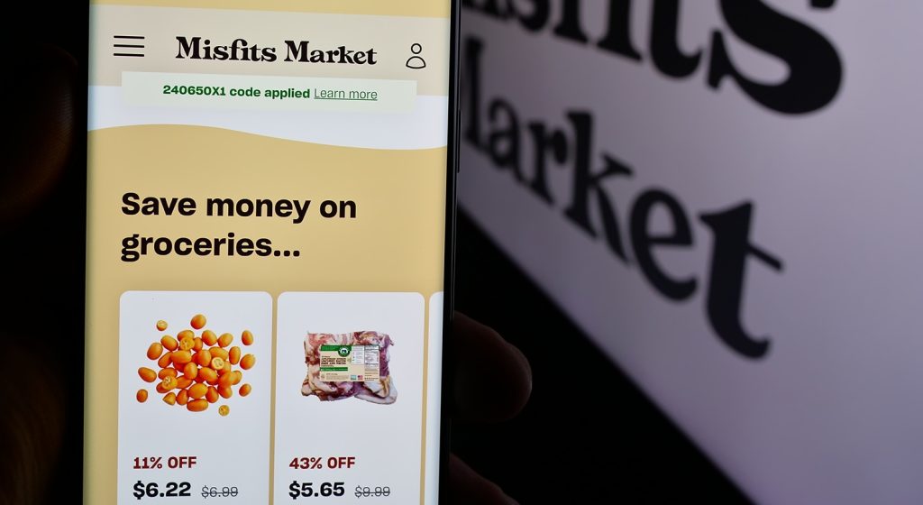 A page from the Misfits Market website on a smartphone screen